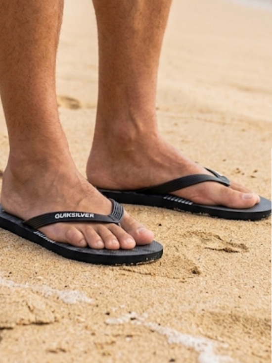 Quiksilver Other - Quicksilver Mens Flip Flops Gray Black Java Smocked Wave NWT